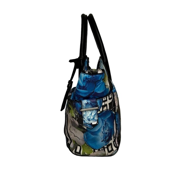 Reed Blue Floral 2-Handle Hamptons Satchel Bag Spring/Summer w/zipper pouch OS - Picture 4 of 16